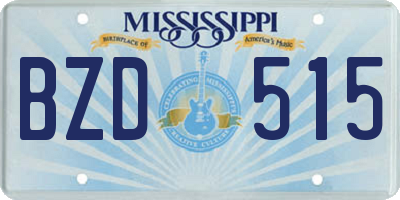 MS license plate BZD515
