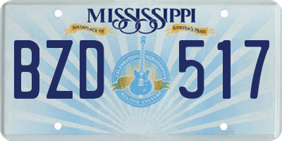 MS license plate BZD517
