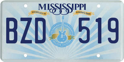 MS license plate BZD519