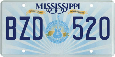 MS license plate BZD520