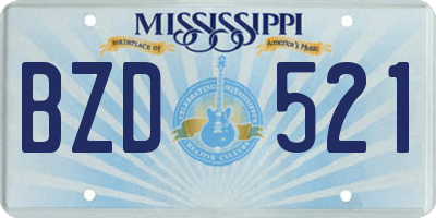 MS license plate BZD521