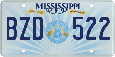 MS license plate BZD522
