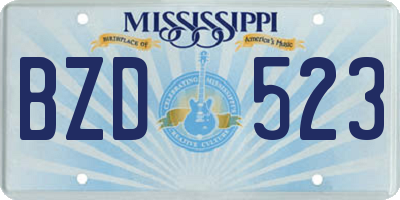MS license plate BZD523