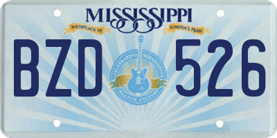 MS license plate BZD526