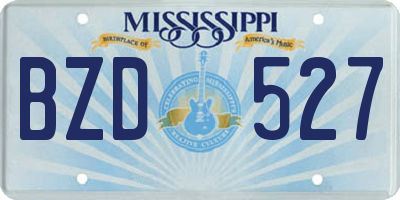 MS license plate BZD527