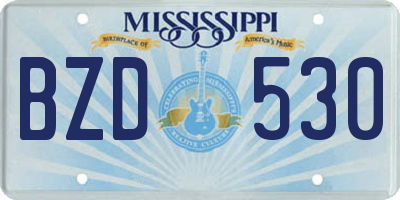MS license plate BZD530