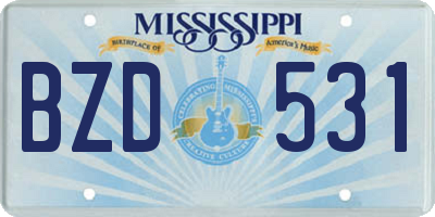 MS license plate BZD531