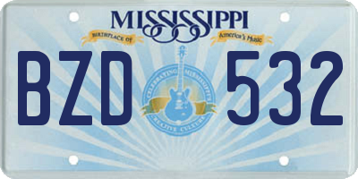 MS license plate BZD532