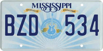 MS license plate BZD534