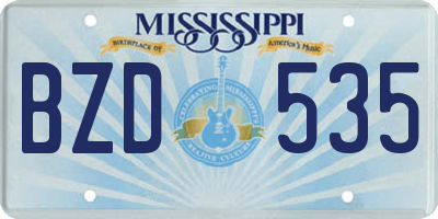 MS license plate BZD535