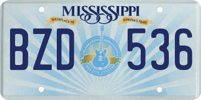 MS license plate BZD536