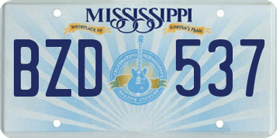 MS license plate BZD537