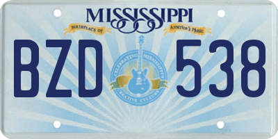 MS license plate BZD538