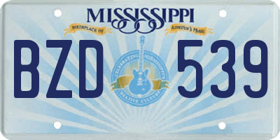 MS license plate BZD539