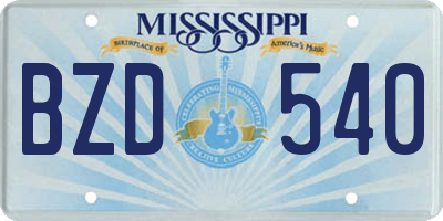 MS license plate BZD540