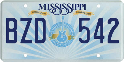 MS license plate BZD542