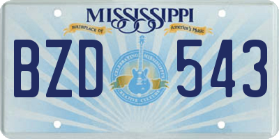 MS license plate BZD543