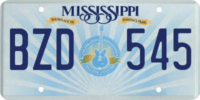 MS license plate BZD545