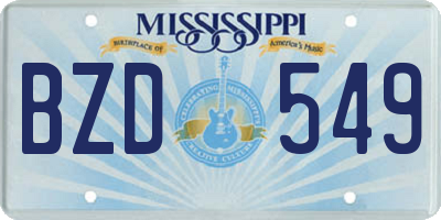 MS license plate BZD549