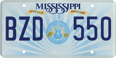 MS license plate BZD550