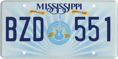MS license plate BZD551