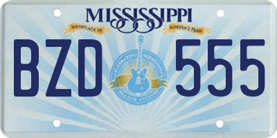 MS license plate BZD555