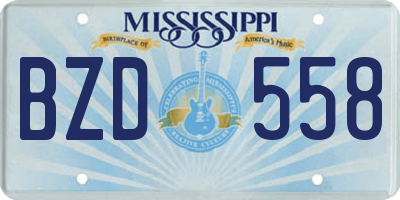 MS license plate BZD558