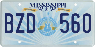 MS license plate BZD560