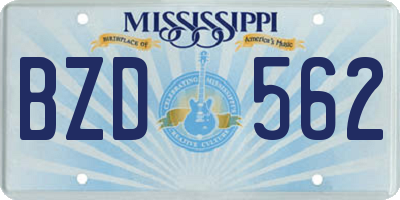 MS license plate BZD562