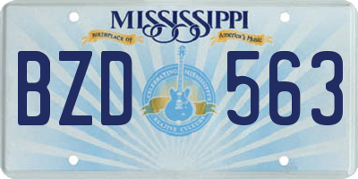 MS license plate BZD563