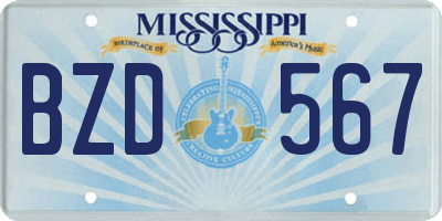 MS license plate BZD567