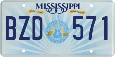 MS license plate BZD571