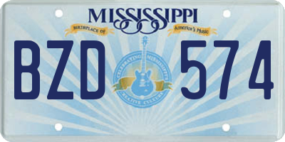 MS license plate BZD574