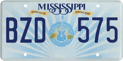 MS license plate BZD575
