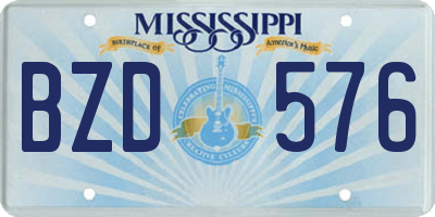 MS license plate BZD576