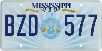 MS license plate BZD577