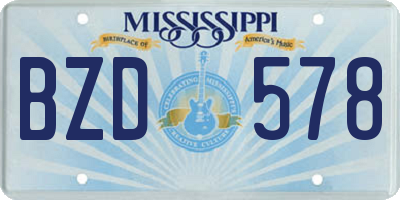 MS license plate BZD578