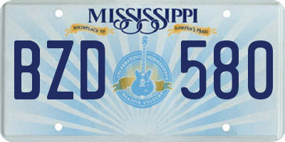 MS license plate BZD580