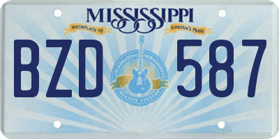 MS license plate BZD587