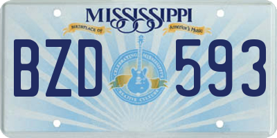 MS license plate BZD593