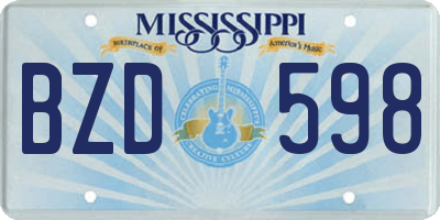 MS license plate BZD598