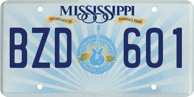 MS license plate BZD601