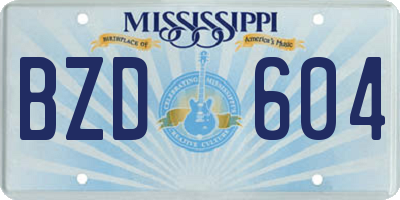 MS license plate BZD604