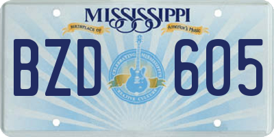 MS license plate BZD605