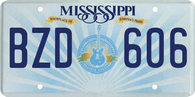 MS license plate BZD606