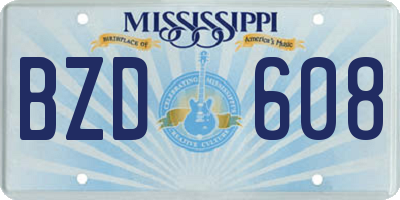 MS license plate BZD608