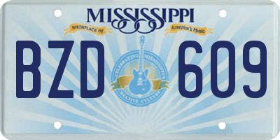 MS license plate BZD609