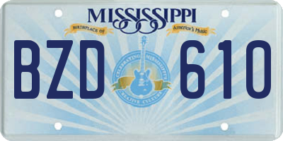 MS license plate BZD610