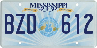 MS license plate BZD612