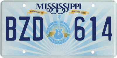 MS license plate BZD614
